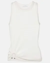 Paco Rabanne Top in jersey di misto cotone con anello Bianco