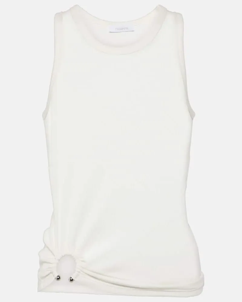 Paco Rabanne Top in jersey di misto cotone con anello Bianco