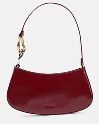 STAUD Borsa a spalla Ollie in pelle lucida Rosso