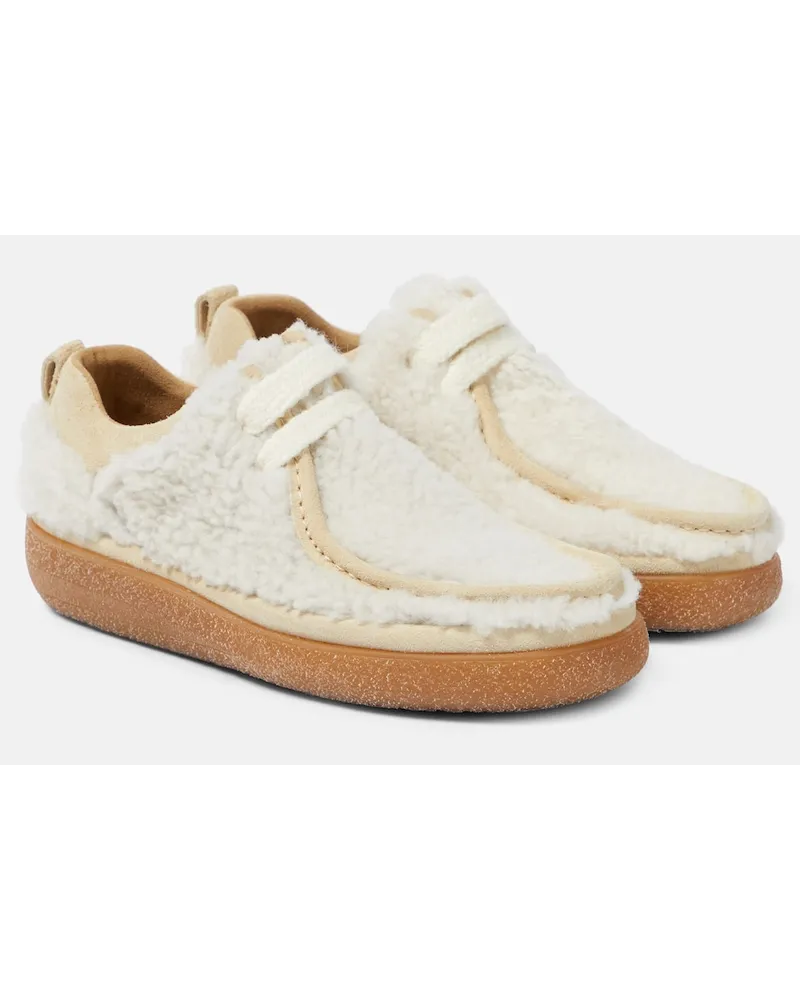 AMI Paris Mocassini stringati in shearling Bianco
