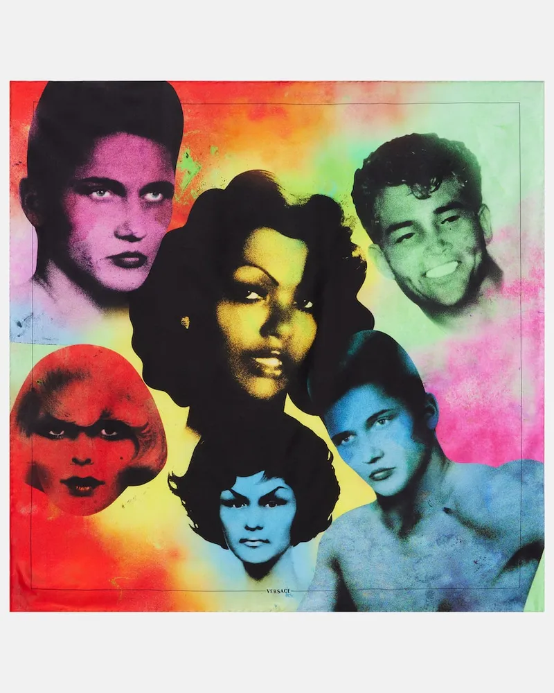 Versace Foulard in twill di seta con stampa Multicolore