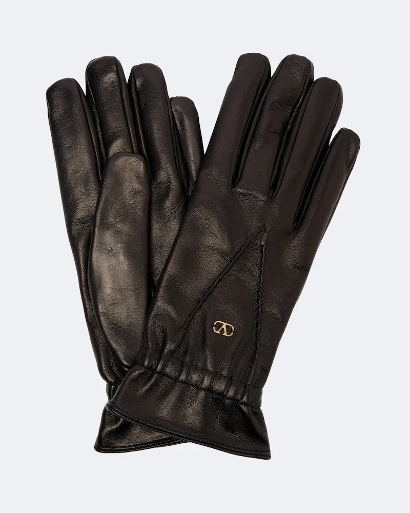Valentino Garavani Guanti VLogo in pelle Nero