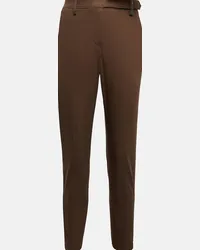 Brunello Cucinelli Pantaloni slim in misto cotone Marrone