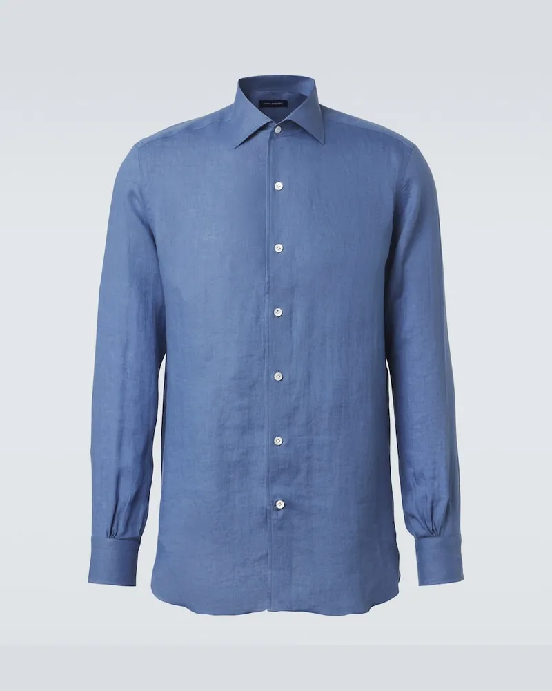 Thom Sweeney Camicia in lino Blu