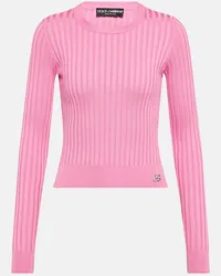 Dolce & Gabbana Pullover cropped DG in maglia di seta Rosa