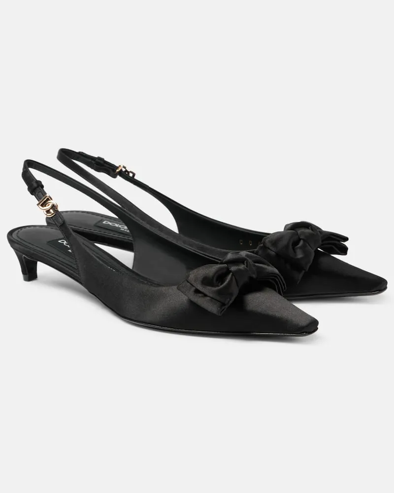 Dolce & Gabbana Pumps slingback in raso con fiocco Nero