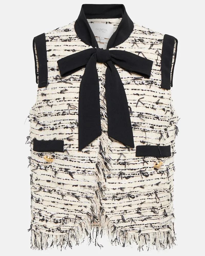 Giambattista Valli Giacca in tweed con frange Bianco