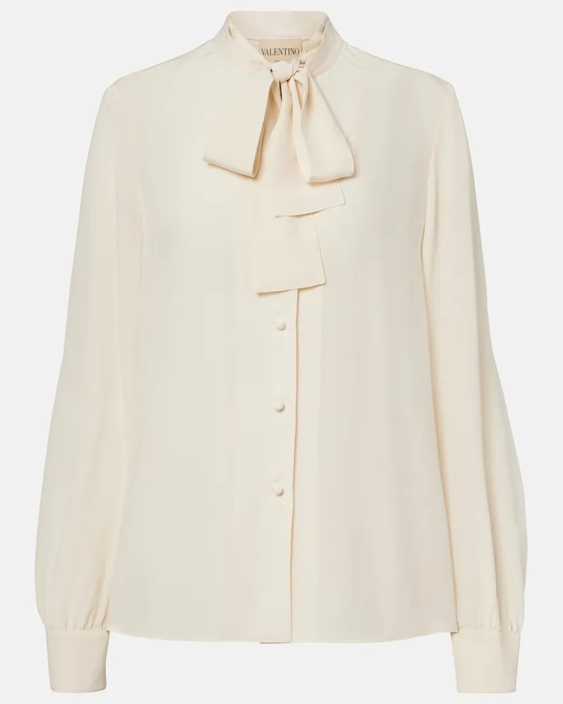 Valentino Garavani Blusa in crÃªpe de chine di seta Bianco
