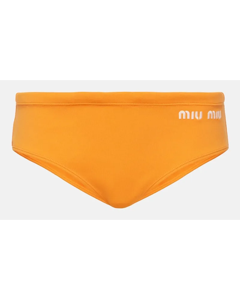 Miu Miu Slip bikini con logo Arancione