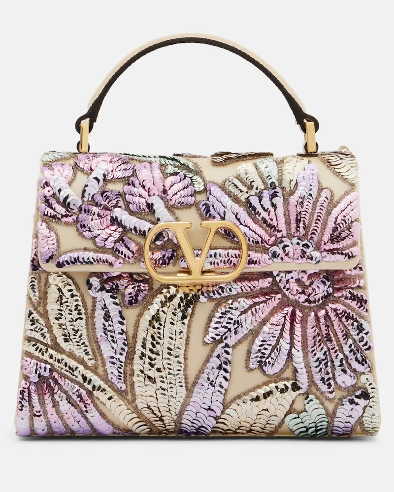 Valentino Garavani Borsa VSling Mini in raso con paillettes Multicolore