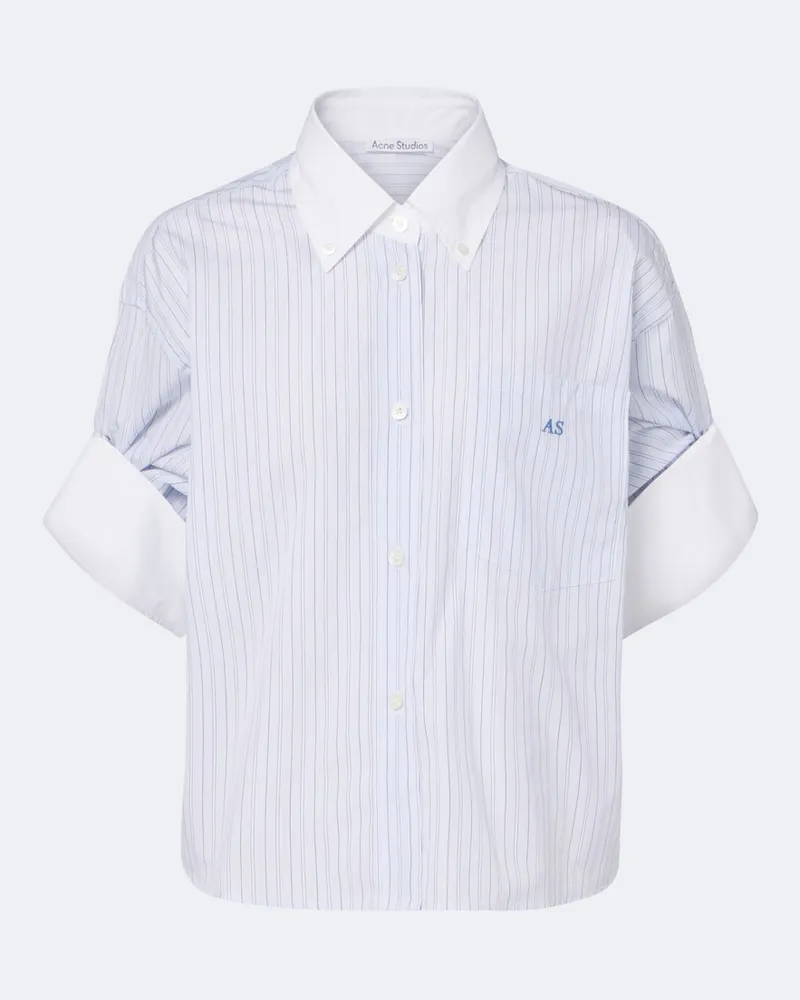Acne Studios Camicia in popeline di cotone a righe Blu