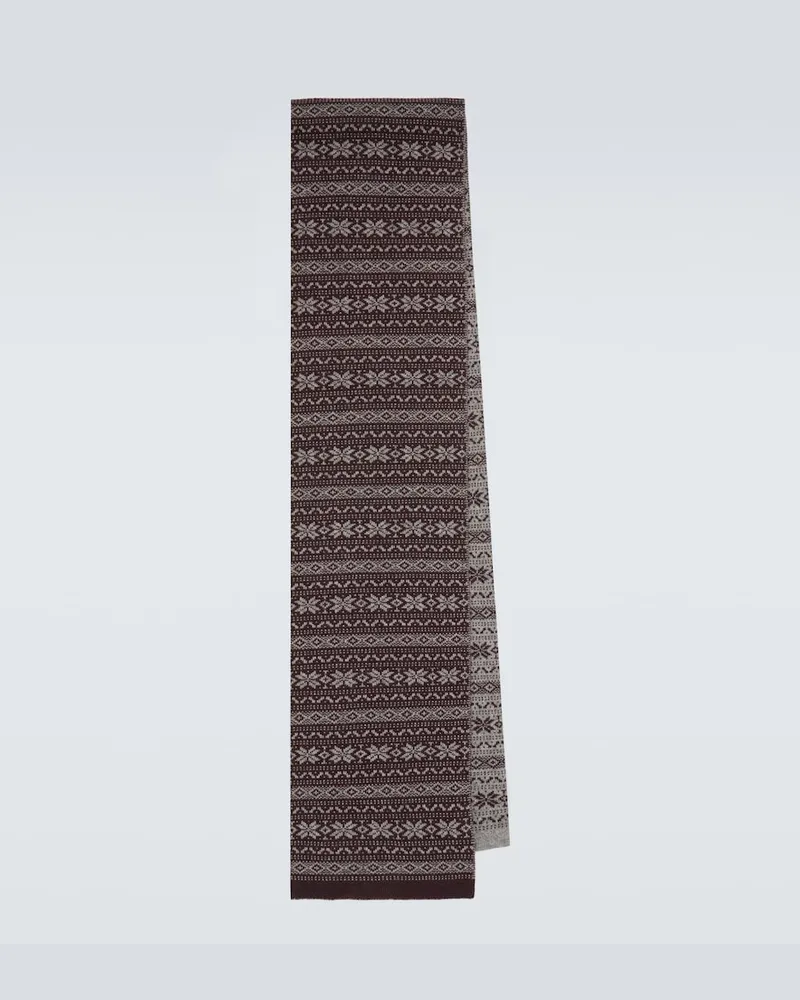 Eleventy Sciarpa Fair Isle in cashmere a intarsio Borgogna