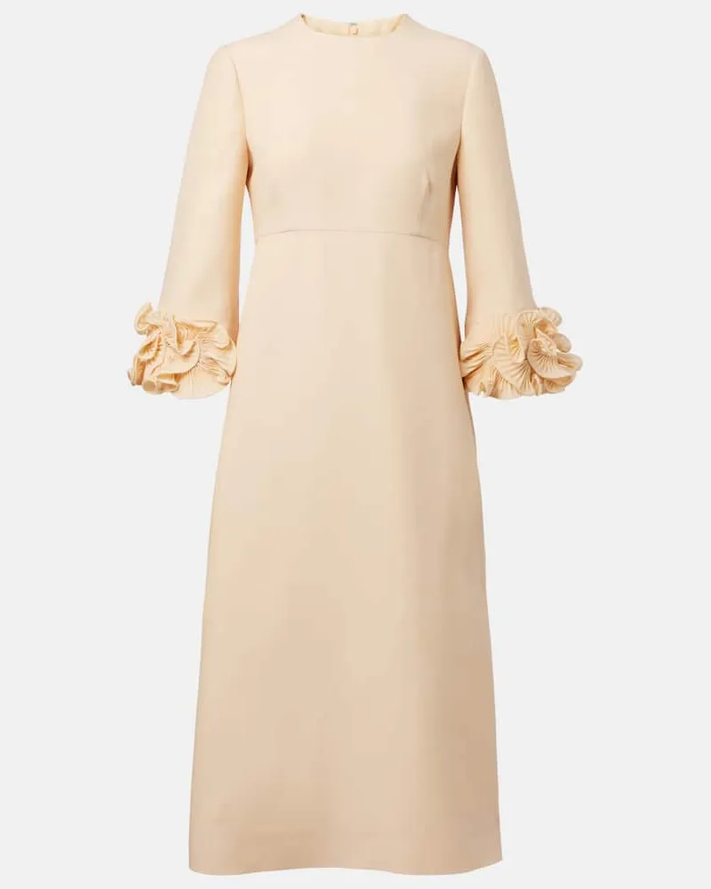 Valentino Garavani Abito midi in CrÃªpe Couture con volant Beige