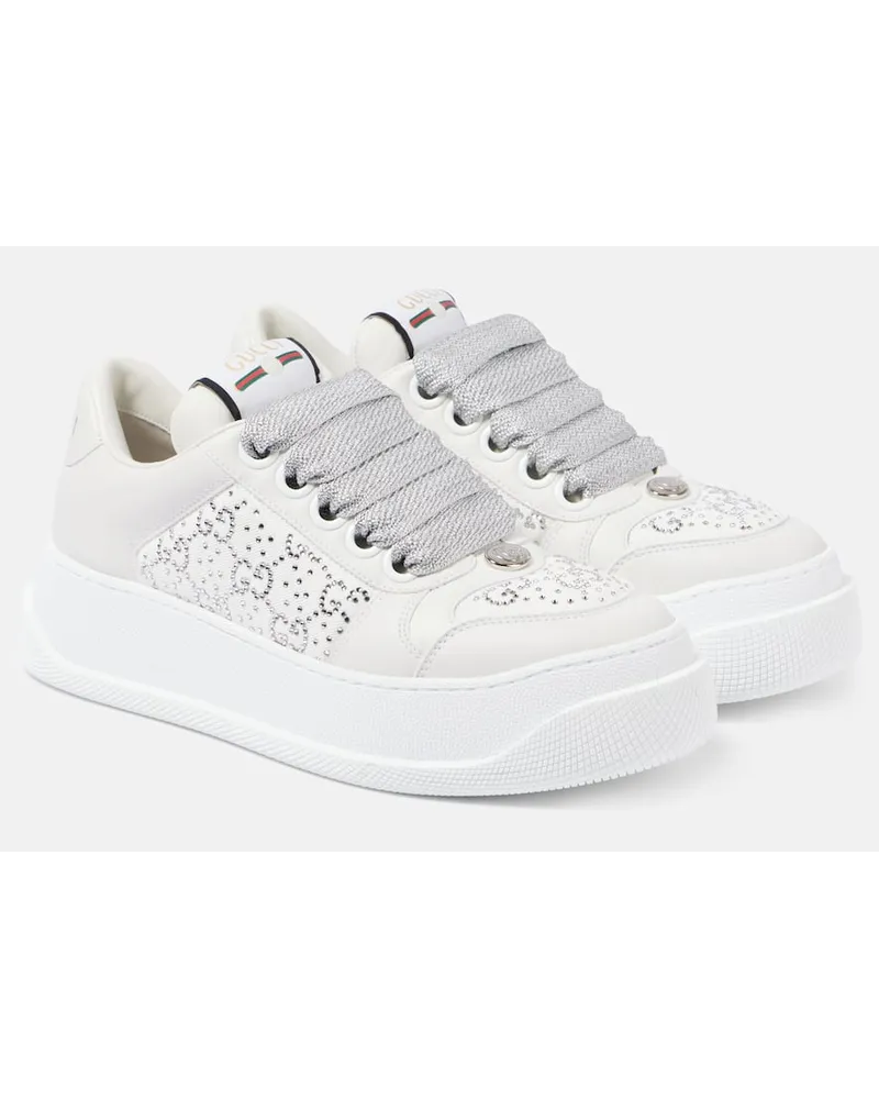 Gucci Sneakers in pelle con cristalli Bianco