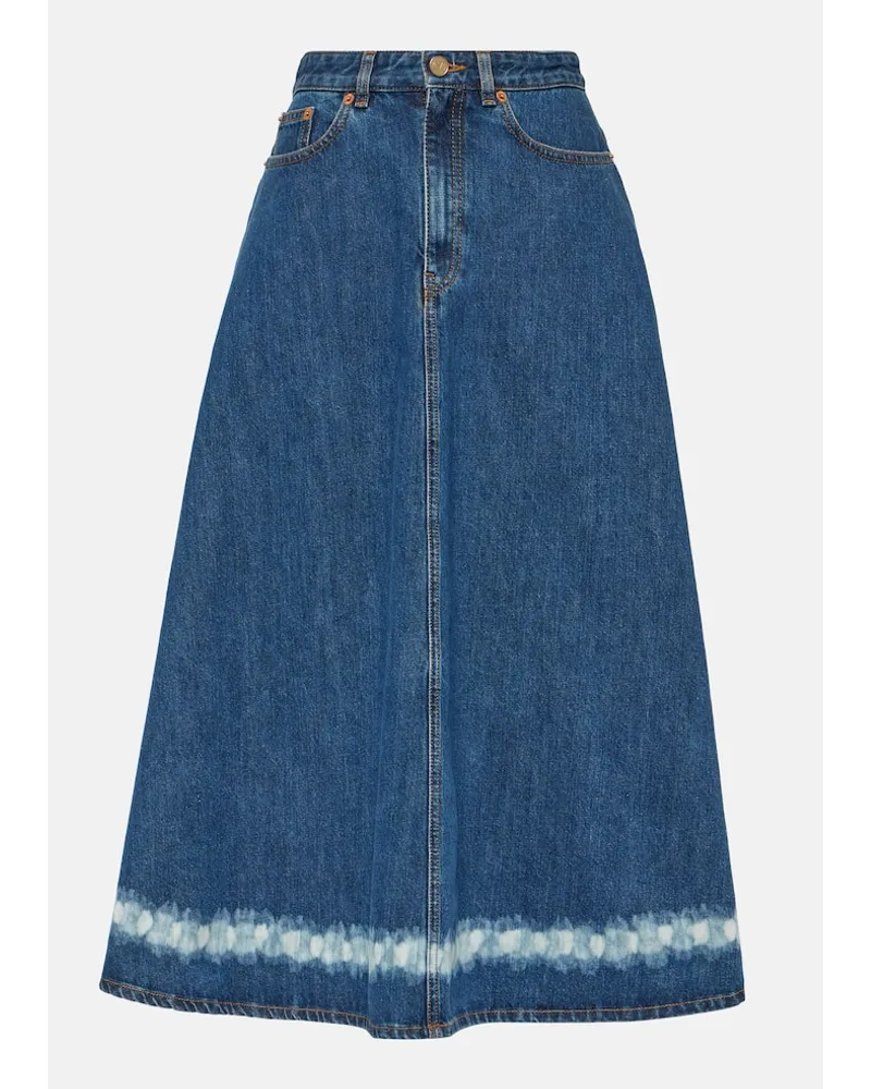 Valentino Garavani Gonna midi VGold di jeans Blu