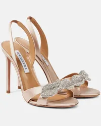 Aquazzura Sandali Very Bow Tie in raso con cristalli Rosa