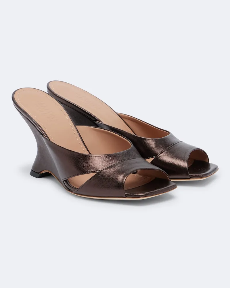 Malone Souliers Mules Lourdes in pelle metallizzata Marrone
