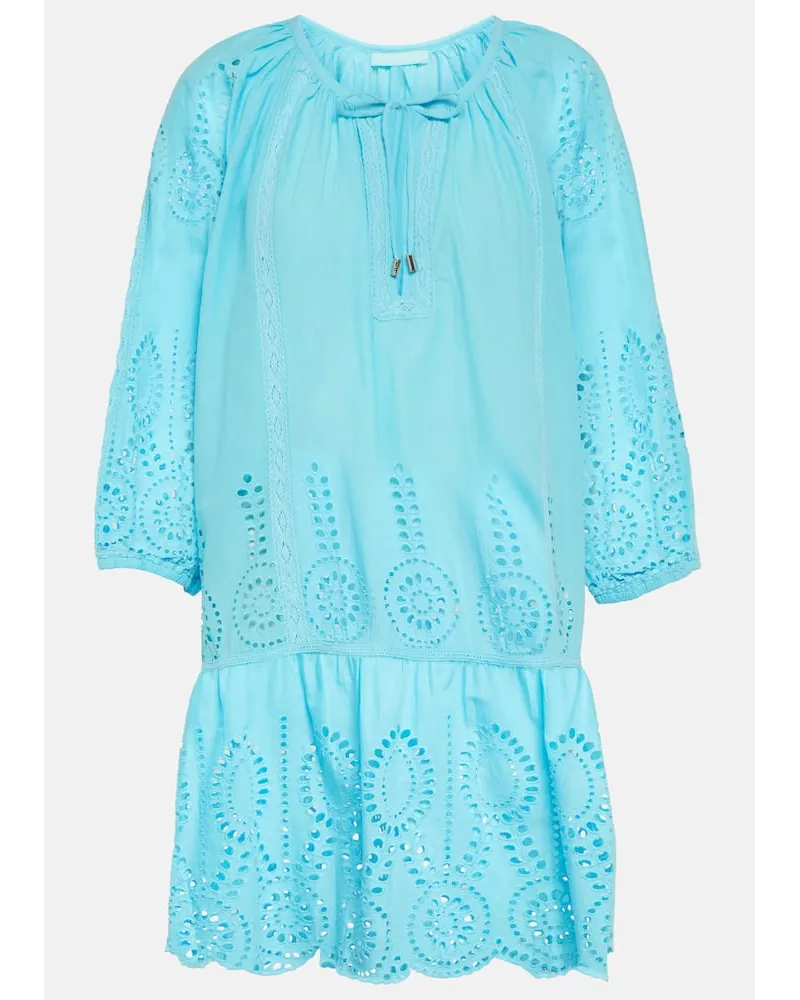 Melissa Odabash Caftano Ashley in cotone con pizzo Blu