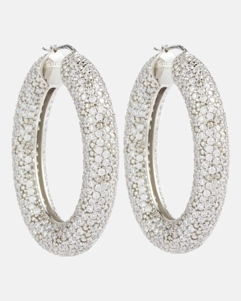 Jil Sander Orecchini a cerchio con cristalli Argento