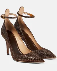 Valentino Garavani Pumps Tan-Go in suede con cristalli Marrone