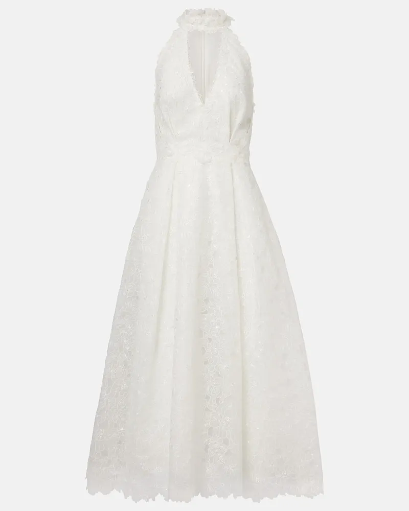 COSTARELLOS Abito Lavinia in organza con ricamo Bianco