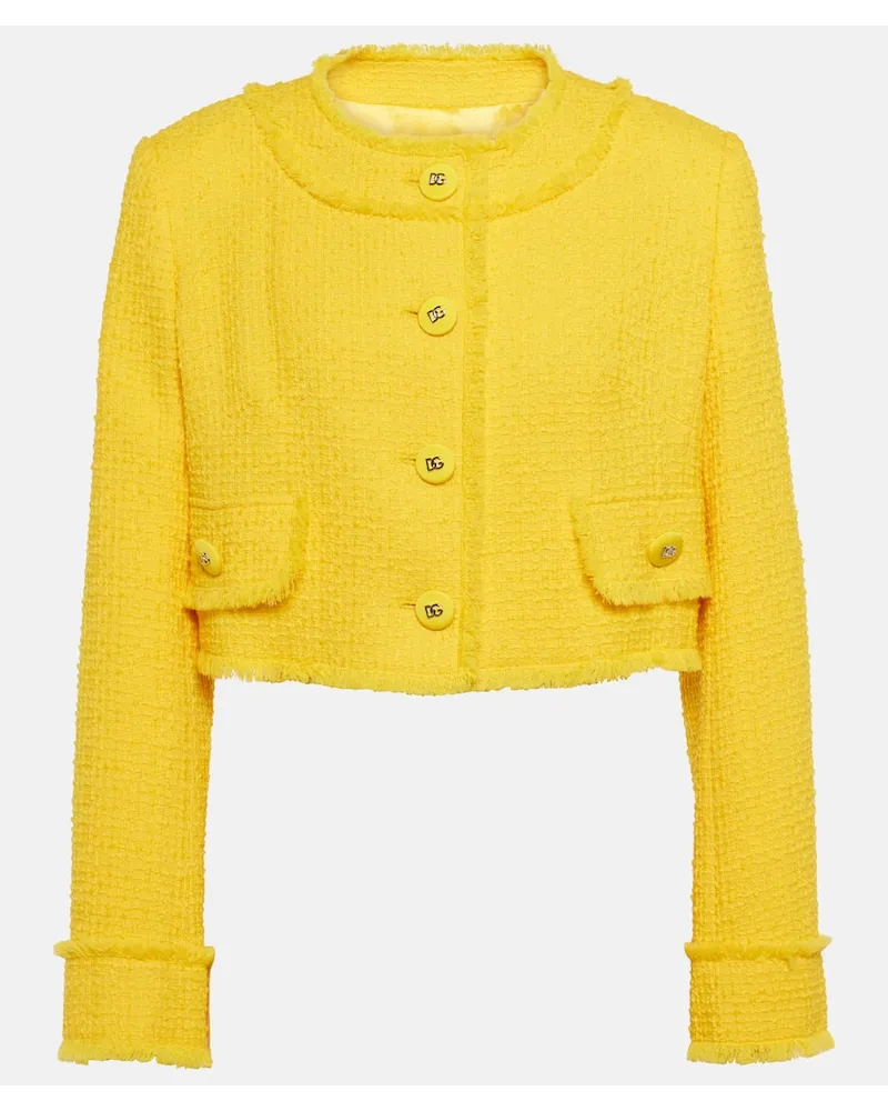 Dolce & Gabbana Giacca cropped in tweed di misto lana Nero