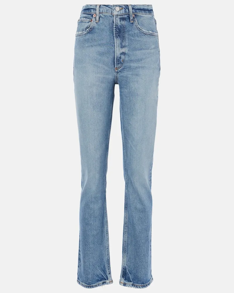 AGOLDE Jeans regular Stovepipe cropped a vita media Blu