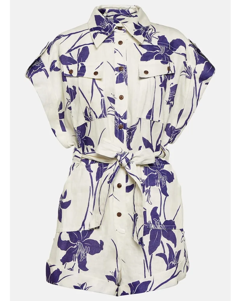 Zimmermann Jumpsuit corta Acadian in lino Bianco