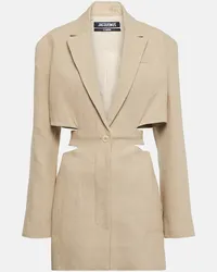 Jacquemus Miniabito La Robe Bari in lino Beige