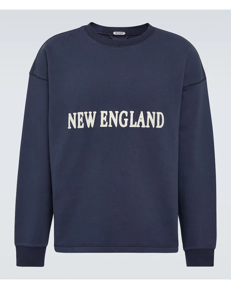 BODE Felpa New England in jersey di cotone Blu
