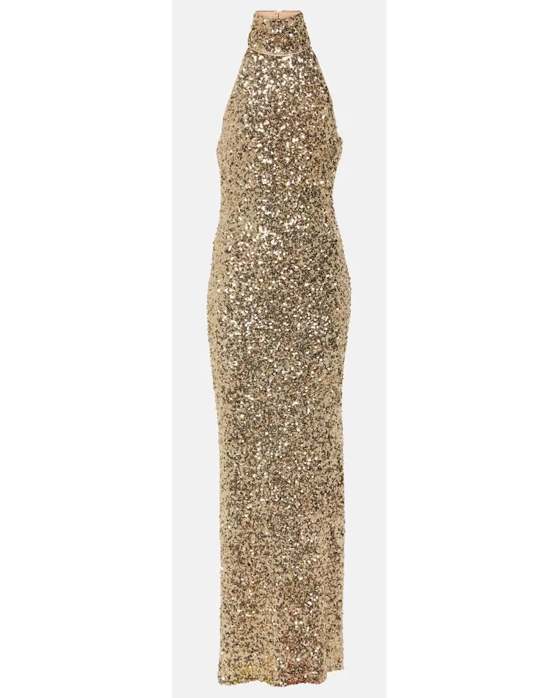ROTATE Birger Christensen Abito lungo con paillettes Oro