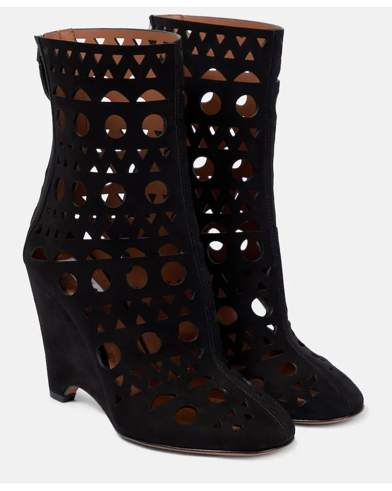 Alaïa AlaÃ¯a Stivaletti Vienne in suede con zeppa Nero