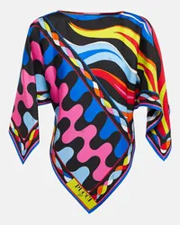 Emilio Pucci Poncho Fiamme in twill di seta Multicolore