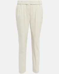 Brunello Cucinelli Pantaloni slim in misto cotone Bianco