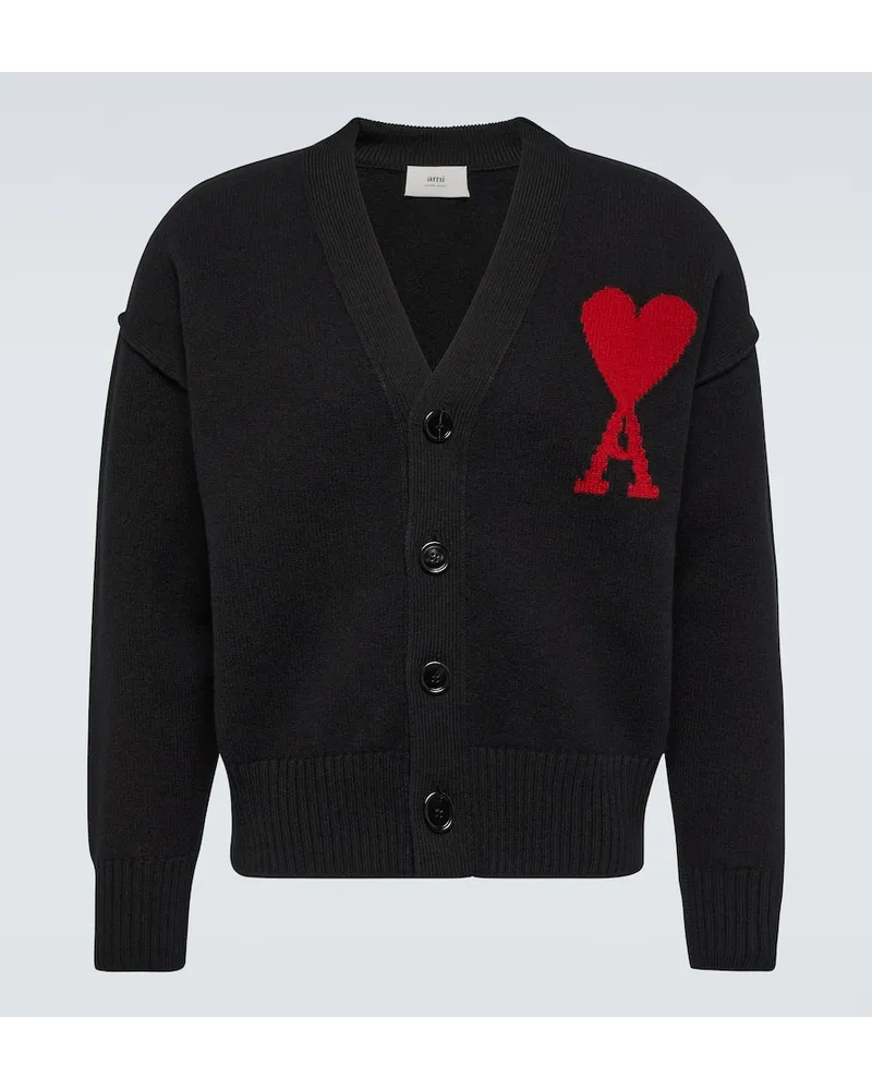 AMI Paris Cardigan Ami De CÅur in lana vergine Nero