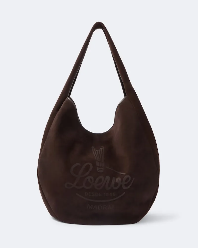 Loewe Borsa a spalla Roomy in suede Marrone