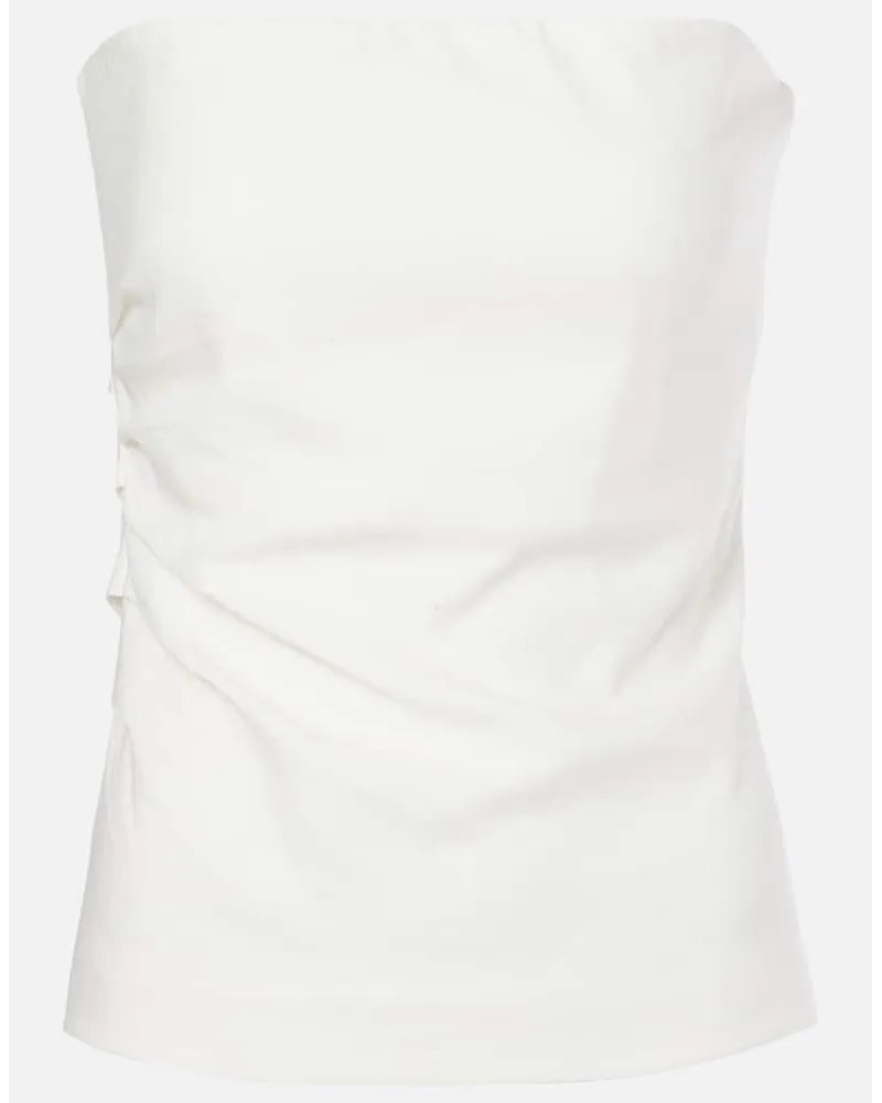 SIR Top a fascia Dorian in misto lino Bianco