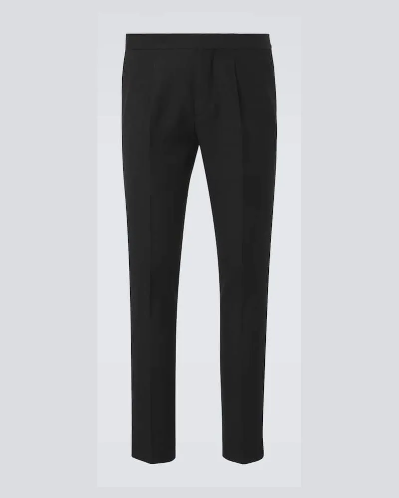 Brunello Cucinelli Pantaloni regular in seta, lana e mohair Nero