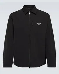 Prada Giacca camicia in Re-nylon con zip Nero