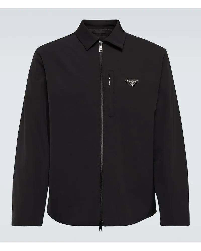 Prada Giacca camicia in Re-nylon con zip Nero