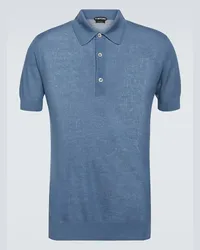 Tom Ford Polo in seta e cotone Blu