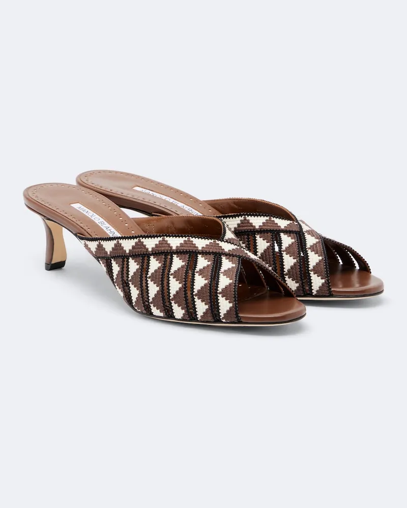 Manolo Blahnik Mules Trofesamu in maglia Marrone