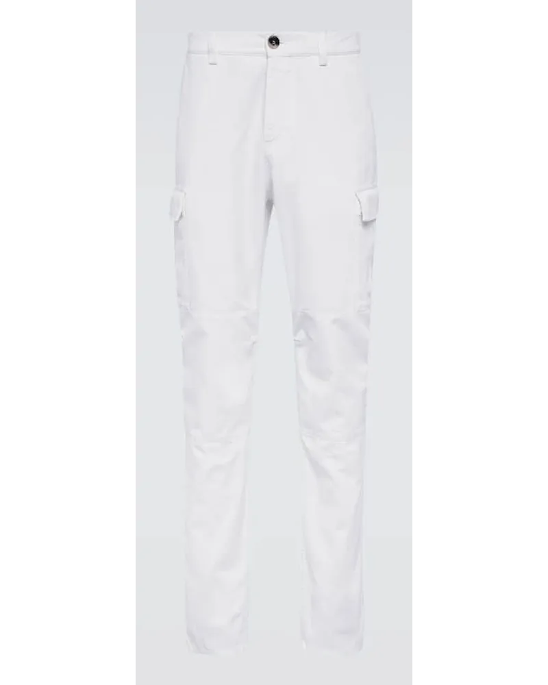 Brunello Cucinelli Pantaloni cargo in gabardine di cotone Bianco