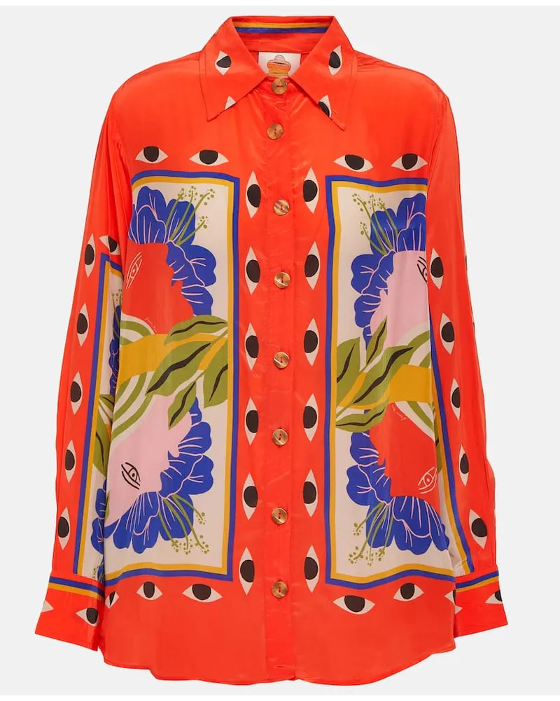 FARM Rio Camicia pigiama Surreal Scarf Sand con stampa Rosso