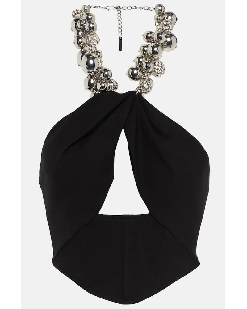 Area Top cropped in jersey ponte Nero