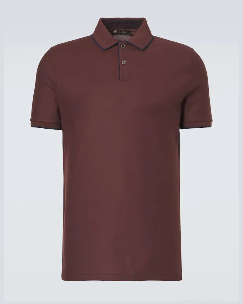 Loro Piana Polo Brentwood in piquÃ© di misto cotone Borgogna