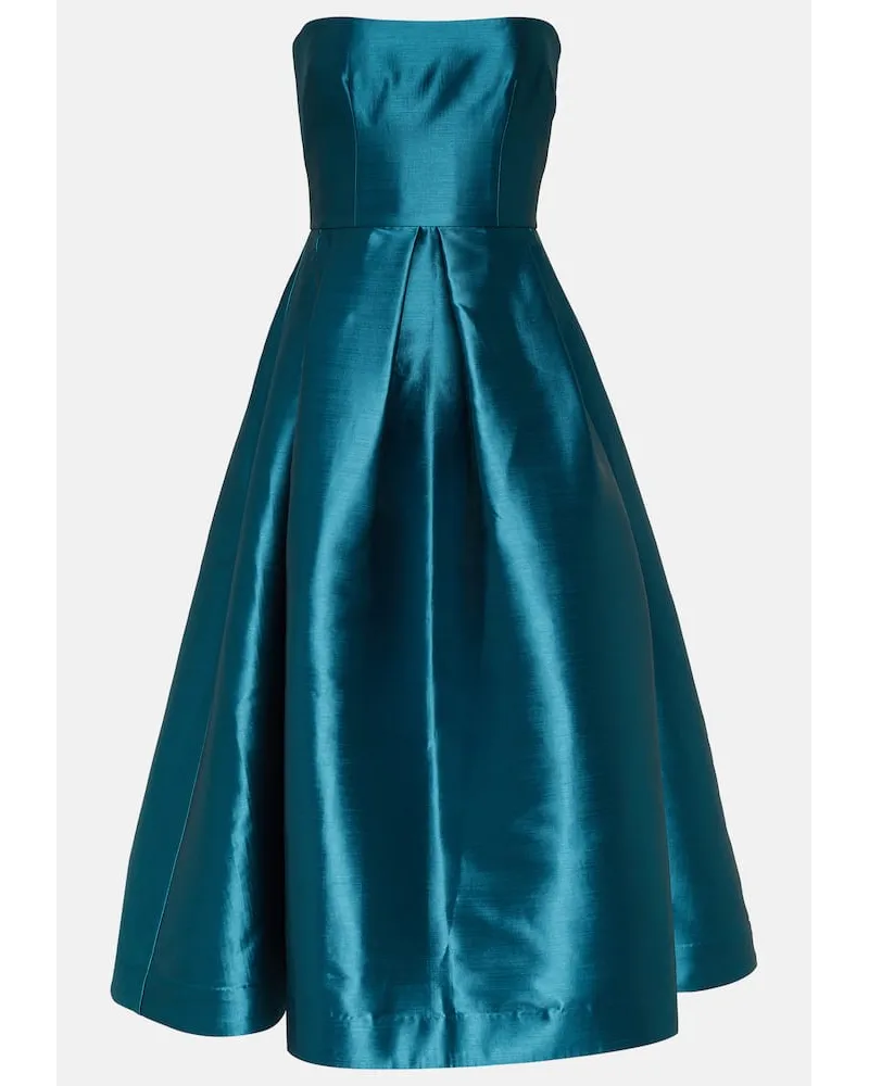 Alex Perry Abito midi in faille di seta Blu