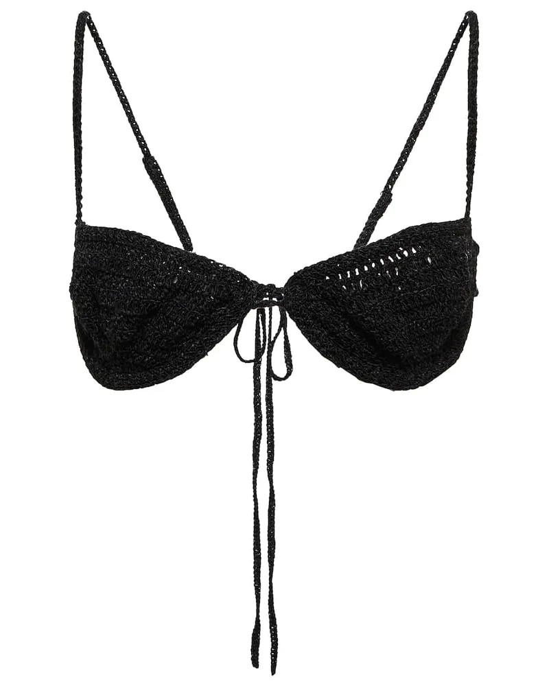 Magda Butrym Bralette in crochet di misto cotone Nero