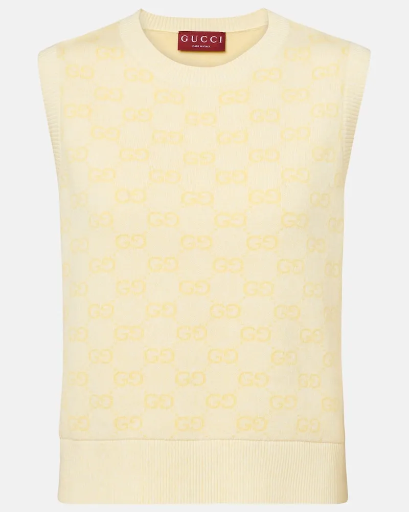 Gucci Gilet in cotone GG Giallo