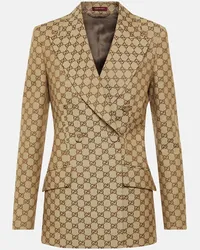 Gucci Blazer doppiopetto in canvas GG Beige